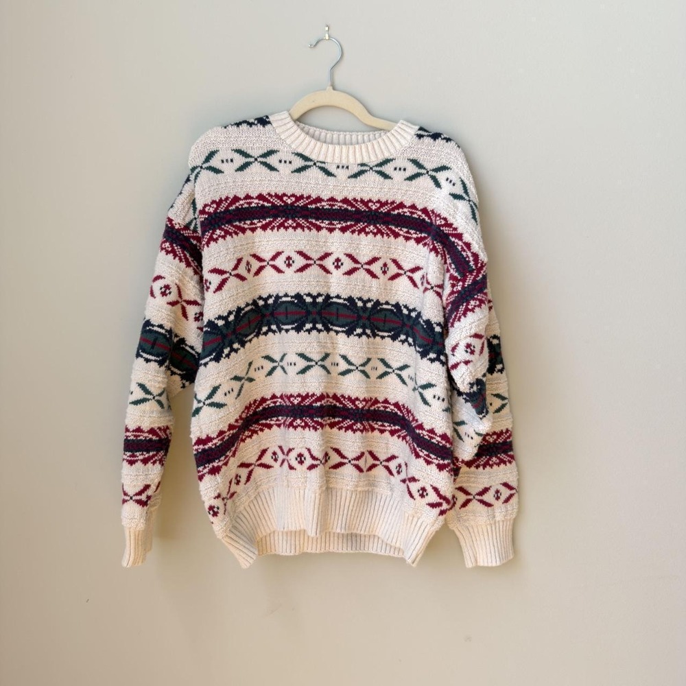 Vintage Lazarus Cozy Winter Holiday Sweater Size Large 100% Cotton